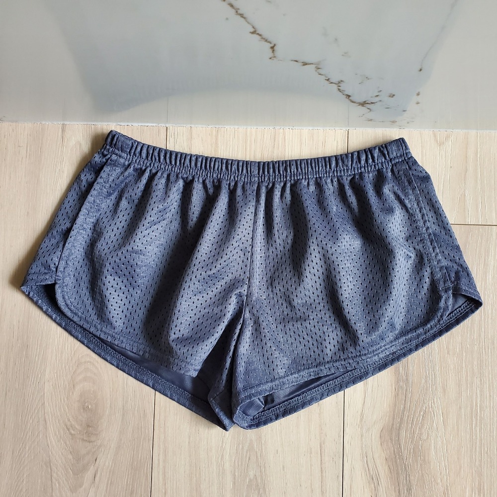 Soffe Mesh Shorts Womens M Gray Low Rise Elastic Waist Cheer Running Gym 90s